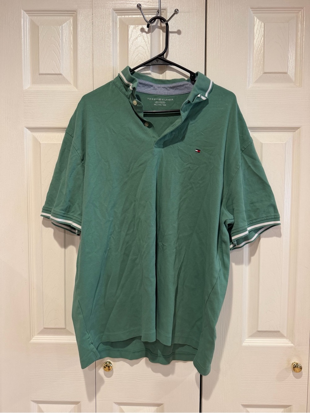 Tommy Hilfiger Men’s Sea Green Polo with White Trim